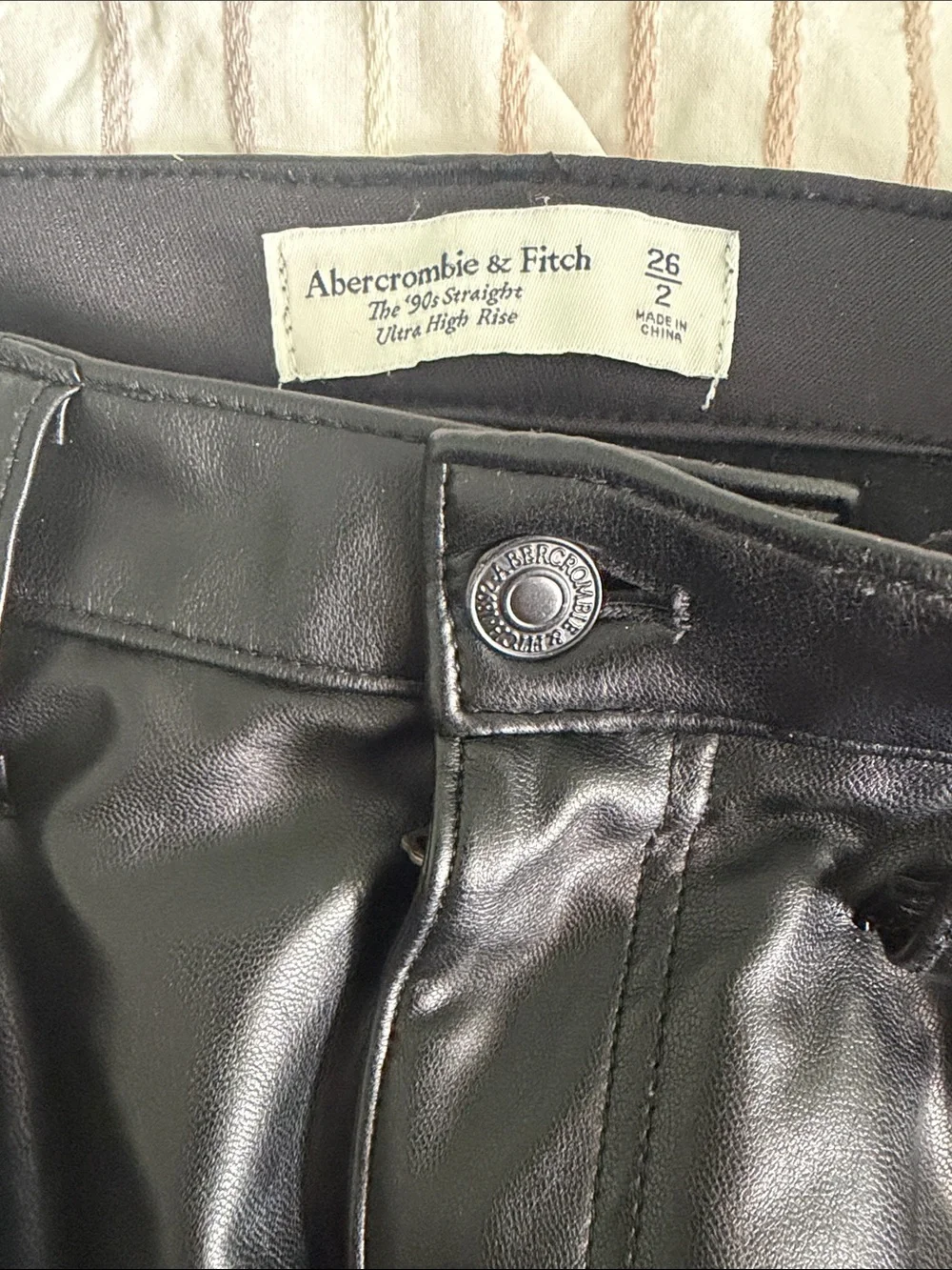 Abercrombie & Fitch Black Faux-Leather Straight Leg Pants